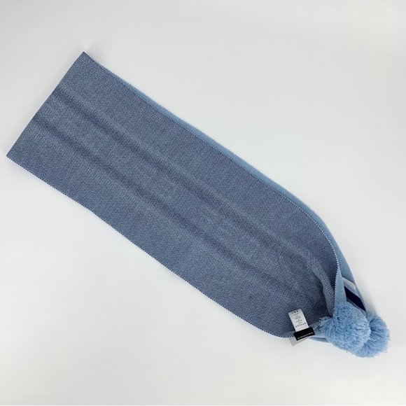 Spyder NWT Frost Blue Jacquard Logo Scarf with PomPoms, One Size - Picture 4 of 16